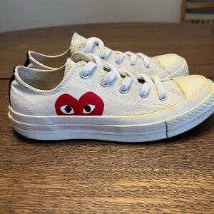 Converse White and Red Heart Sneakers